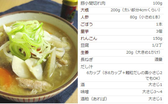 冷え症レシピ　根菜づくしの生姜入り豚汁